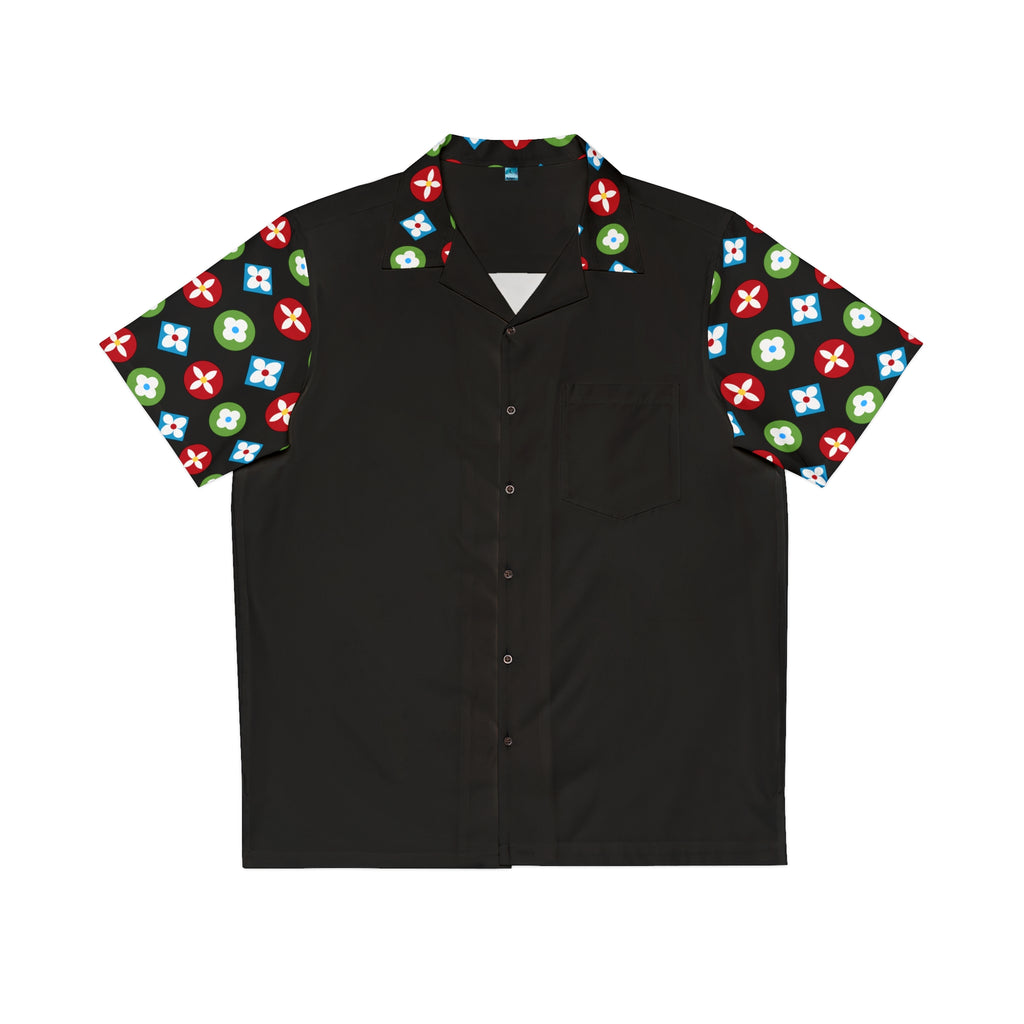  Groove Collection Trilogy of Icons Solid Block (Red, Green, Blue) Black Unisex Gender Neutral Button Up Shirt, Hawaiian Shirt Men's Shirts5XLBlack