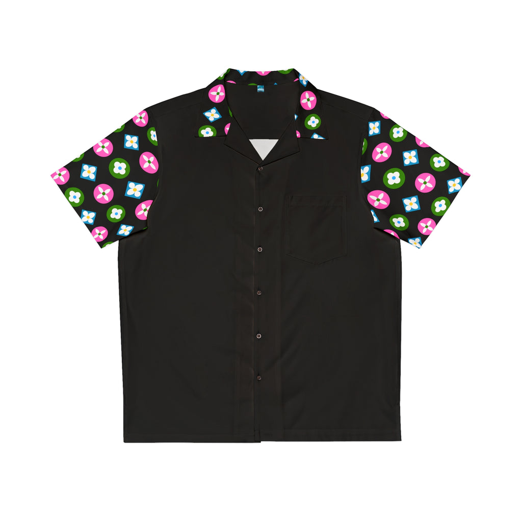  Groove Collection Trilogy of Icons Solid Block (Pink, Green, Blue) Unisex Gender Neutral Black Button Up Shirt, Hawaiian Shirt Men's Shirts5XLBlack