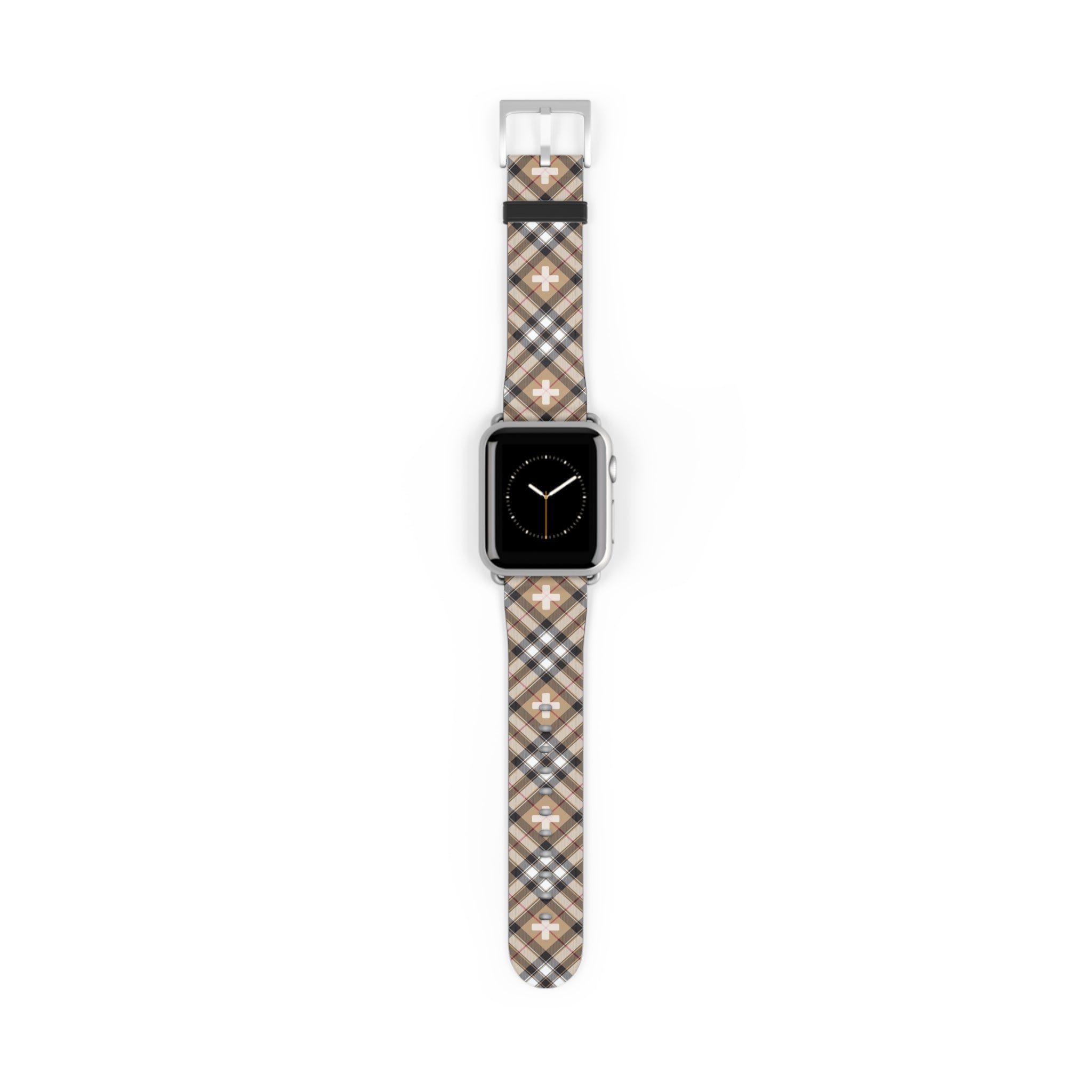  Abby Beige Plaid "Plus Sign" Watch Band for Apple Watch Accessories38-41mmSilverMatte