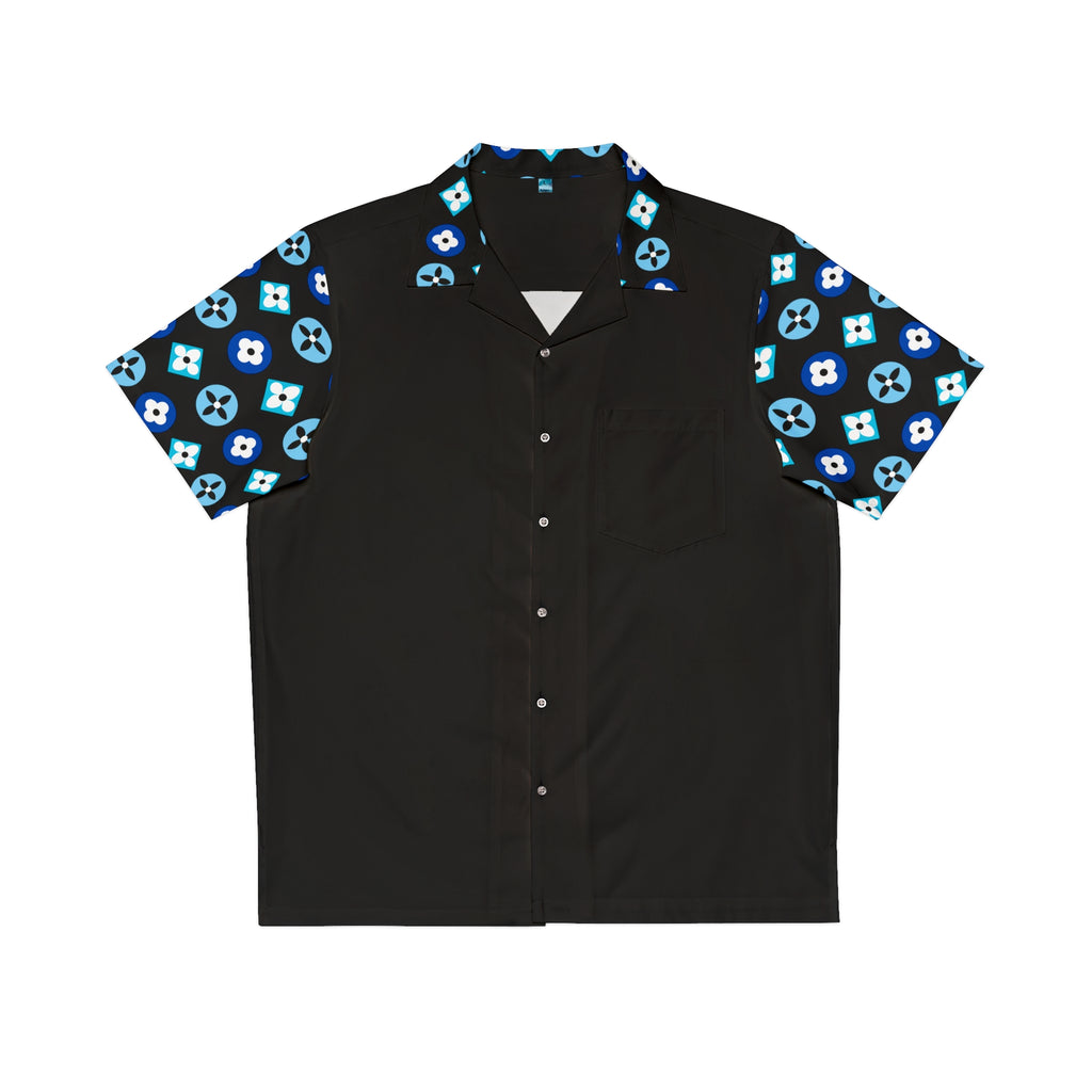  Groove Collection Trilogy of Icons Solid Block (Blues) Unisex Gender Neutral Black Button Up Shirt, Hawaiian Shirt Men's Shirts5XLWhite