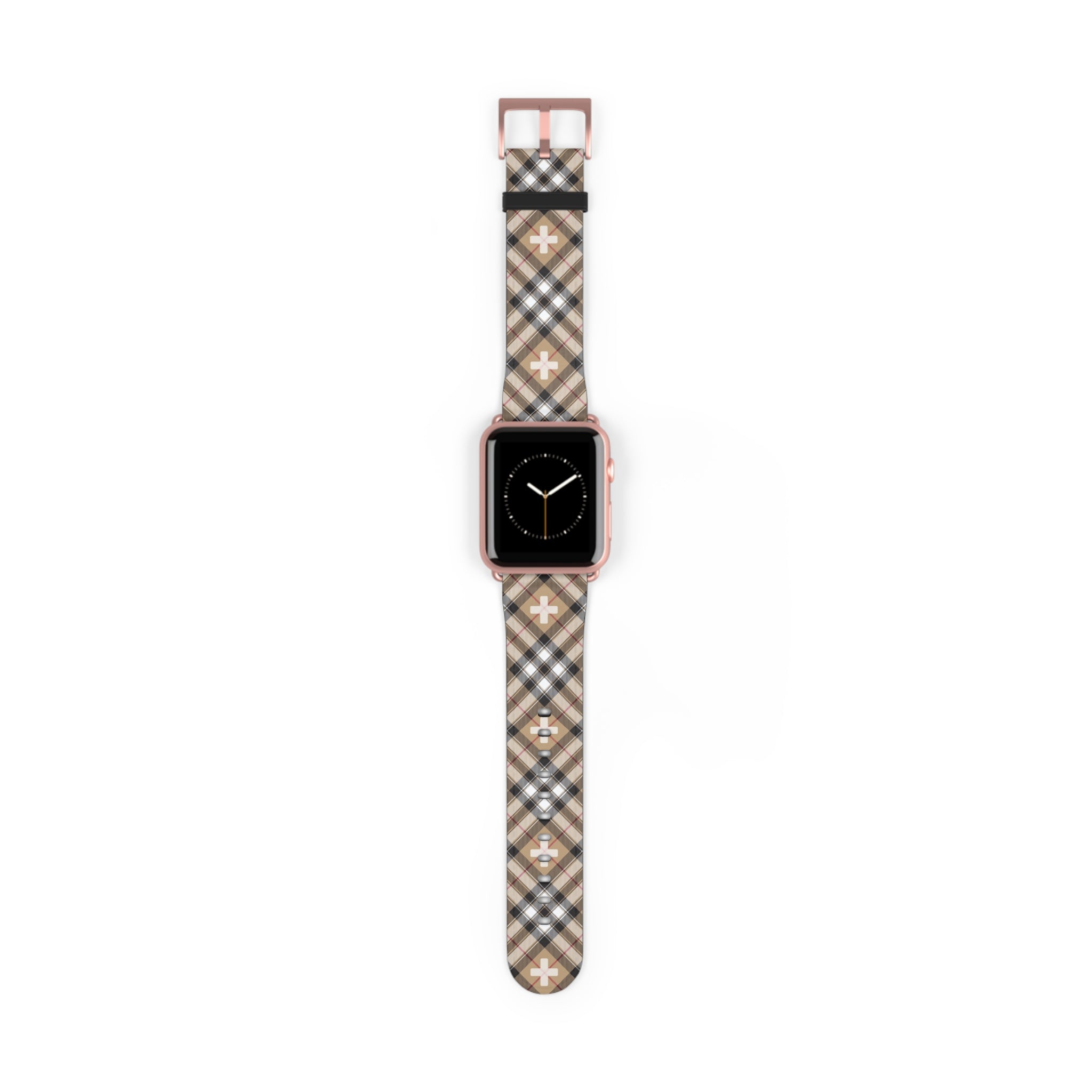  Abby Beige Plaid "Plus Sign" Watch Band for Apple Watch Accessories42-45mmRoseGoldMatte