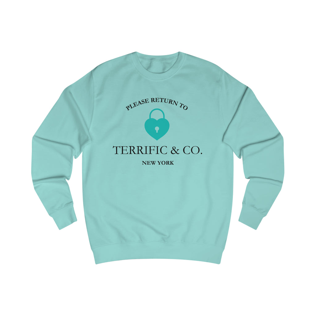 Please Return To Terrific and Co. (Lock) Designer inspired Relaxed Fit Unisex Sweatshirt Sweatshirt Peppermint-2XL The Middle Aged Groove