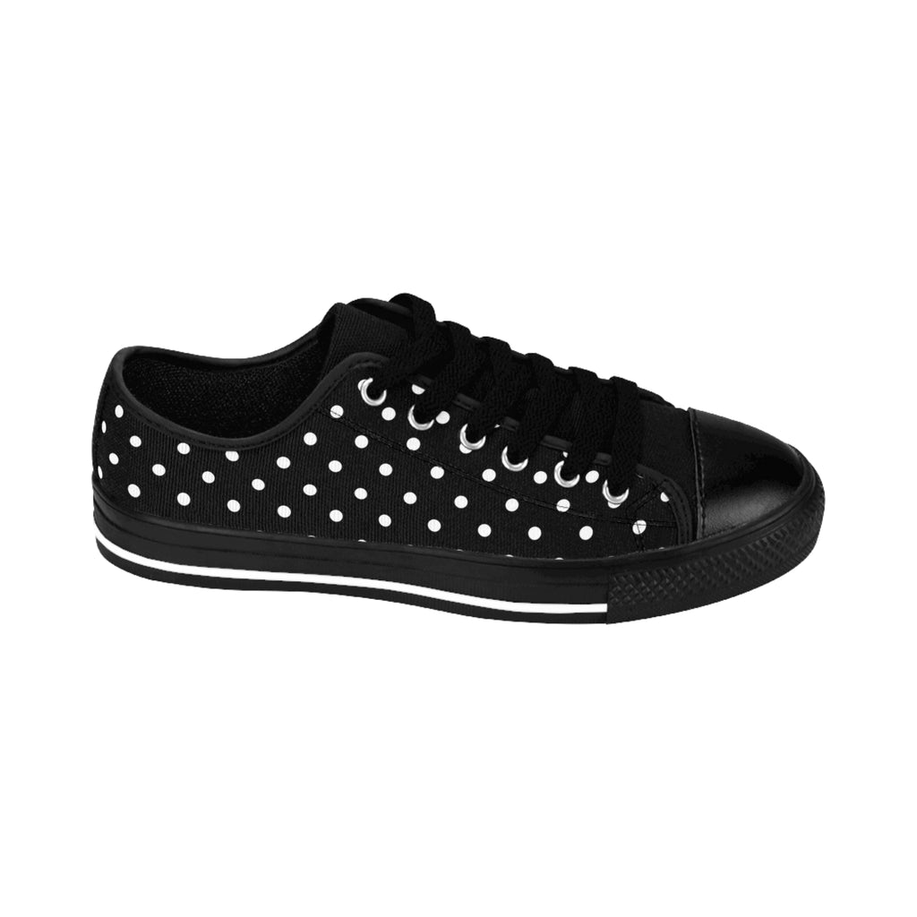 Polka Dots For days (Pattern in White) Black Women's Low Top Canvas Shoes Shoes US-6-Black-sole The Middle Aged Groove