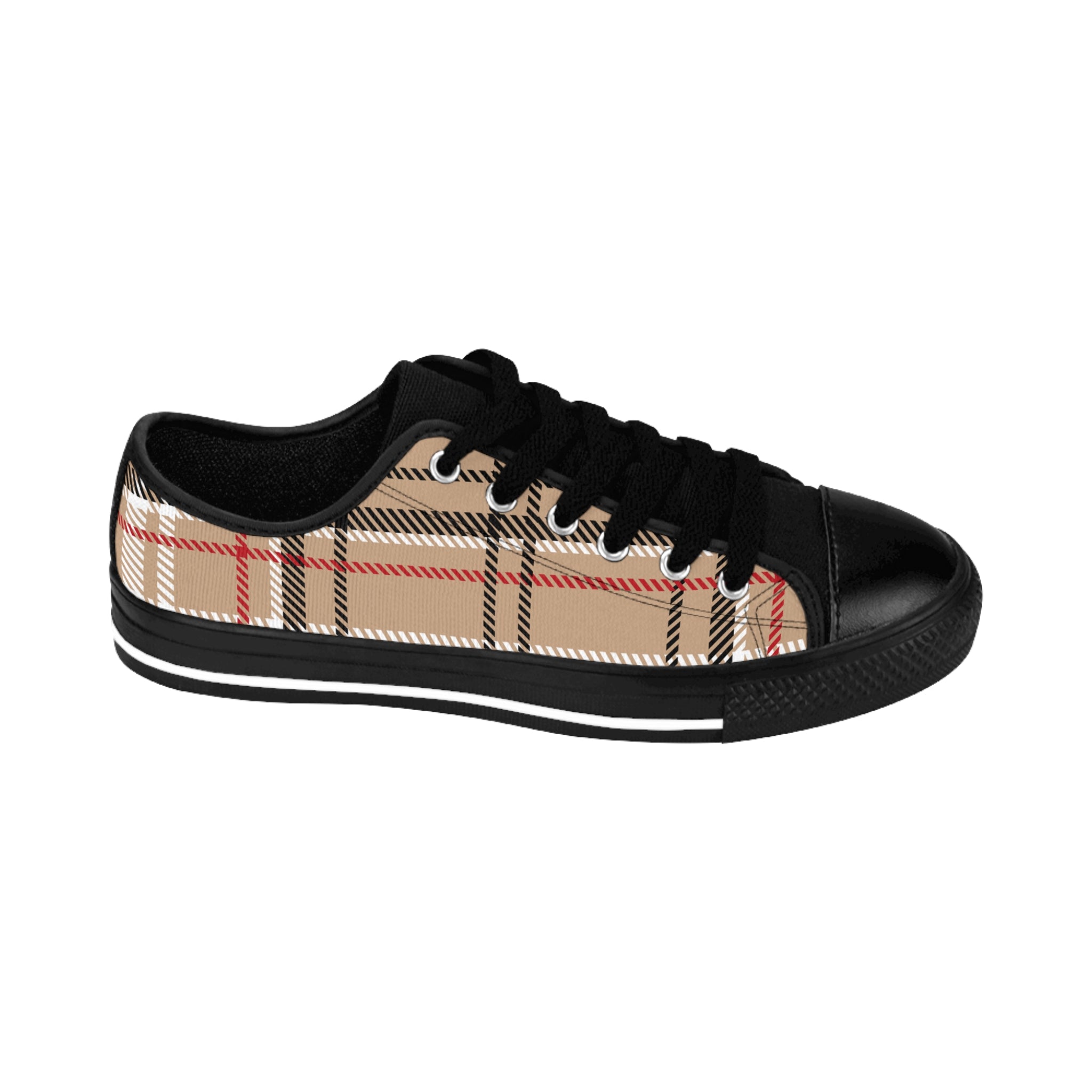 Copy of Designer Collection in Plaid (Beige) Women's Low Top Canvas Shoes Shoes US-7.5-Black-sole The Middle Aged Groove