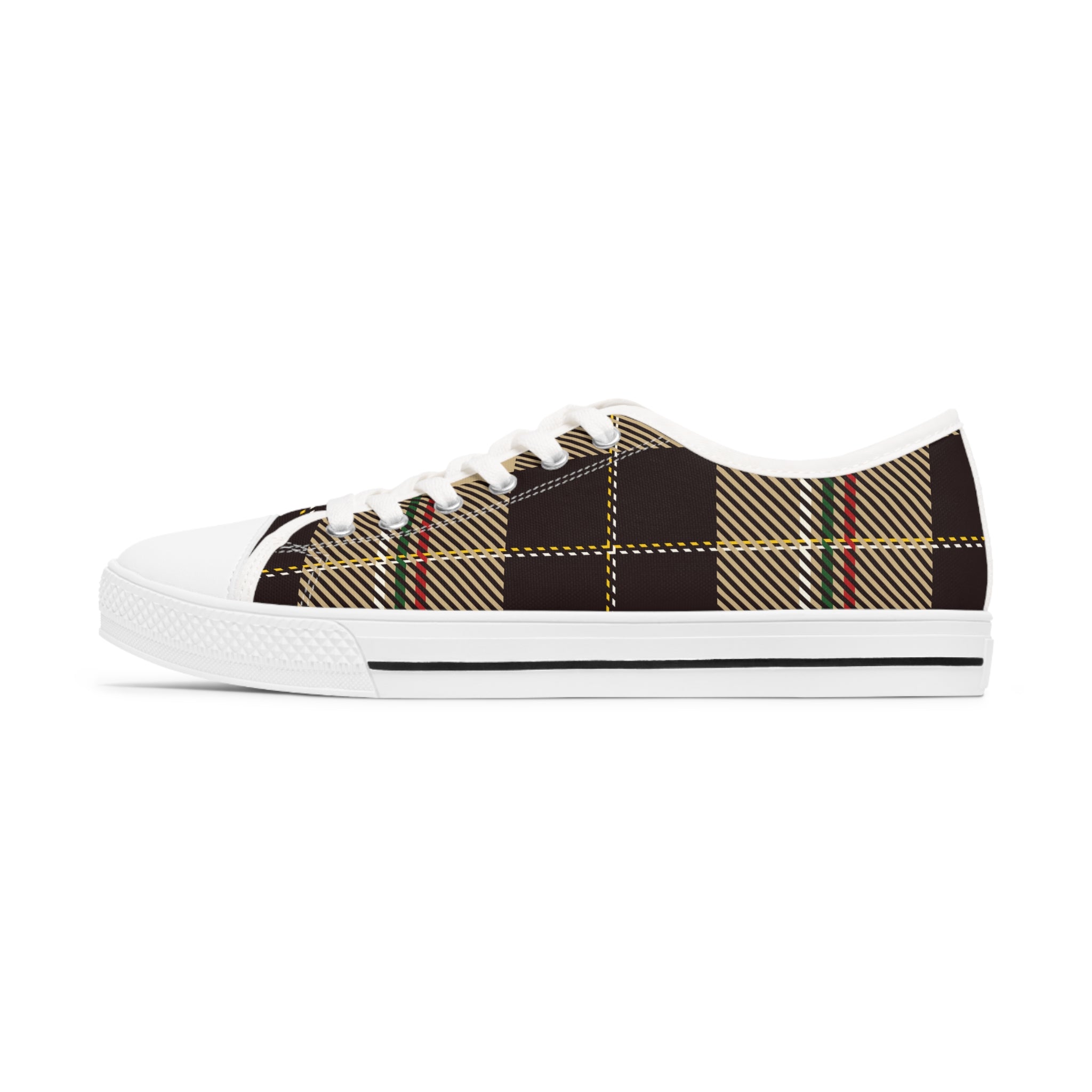Designer Collection in Plaid (Dark Brown) Women's Low Top White Canvas Shoes Shoes  The Middle Aged Groove