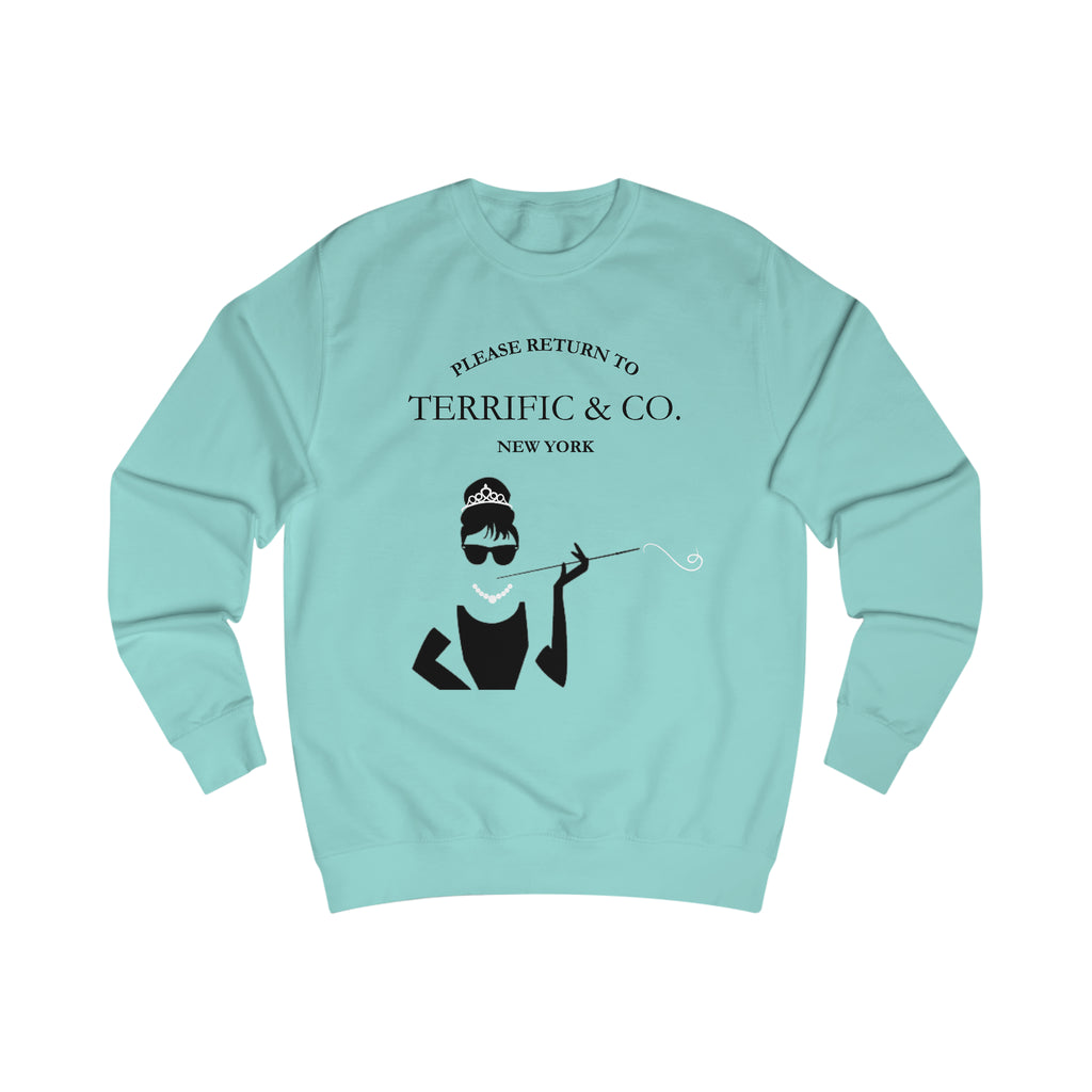 Please Return To Terrific and Co. (Silhouette) Designer inspired Relaxed Fit Unisex Sweatshirt Sweatshirt Peppermint-2XL The Middle Aged Groove