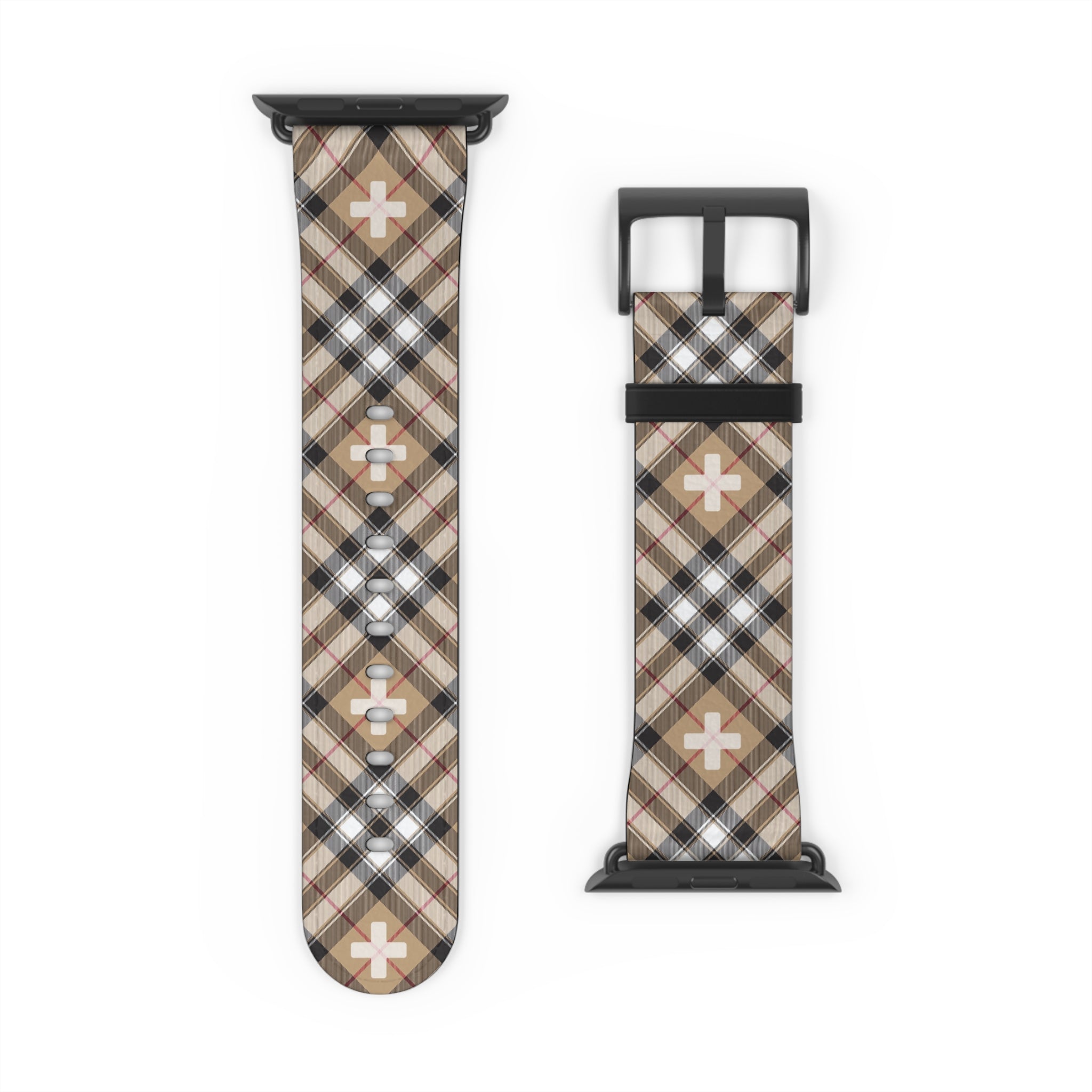  Abby Beige Plaid "Plus Sign" Watch Band for Apple Watch Accessories