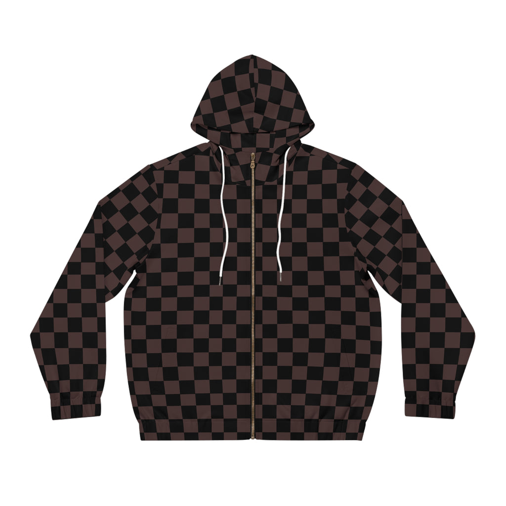 Designer Collection Check Mate (Brown) Unisex Zip Hoodie All Over Prints  The Middle Aged Groove