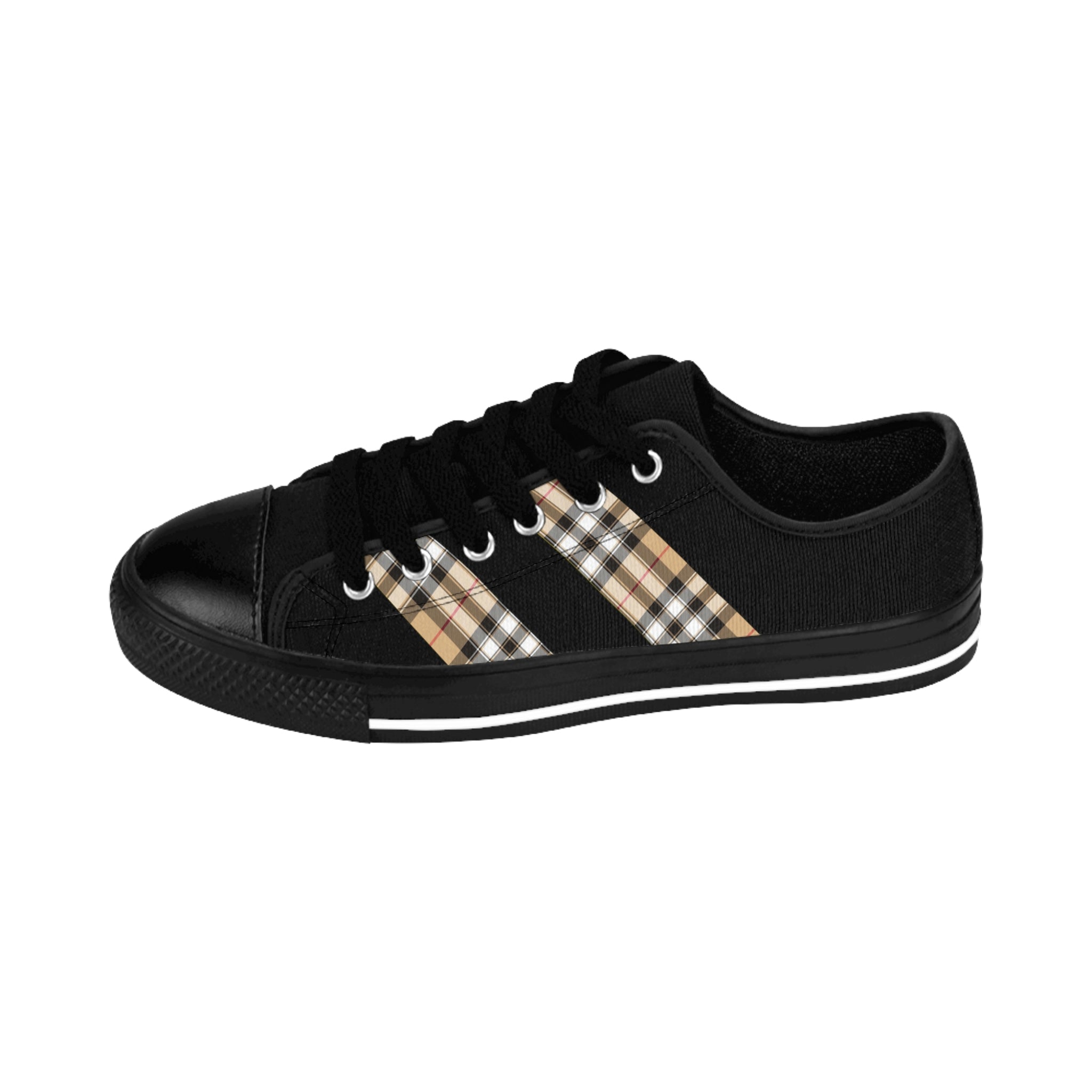 Groove Fashion Collection in Plaid (Red Stripe) Double Line Men's Low Top Canvas Shoes