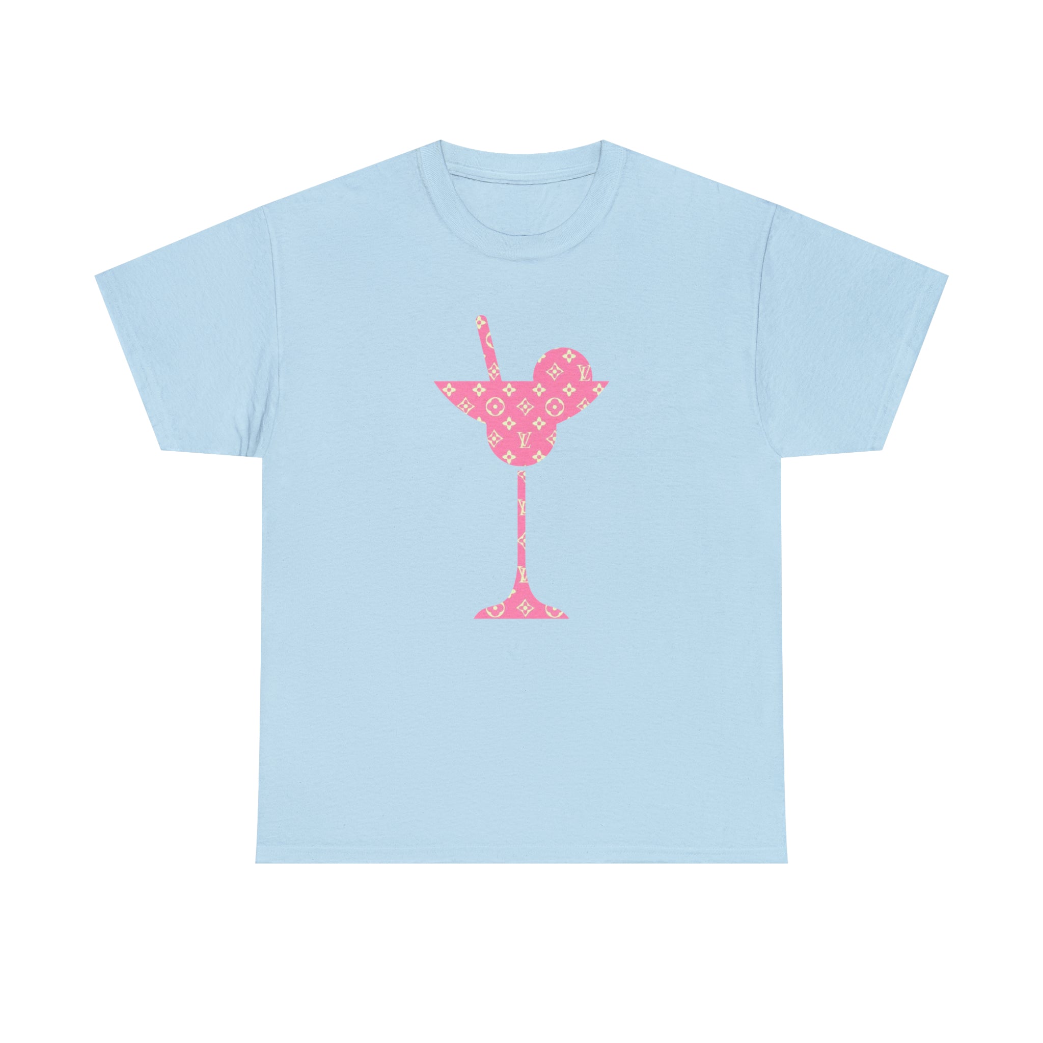  Abby Pattern in Pink and Beige Martini Glass Unisex Relaxed Fit Heavy Cotton Tee, Graphic Loose Fit Tshirt T-ShirtLightBlue5XL