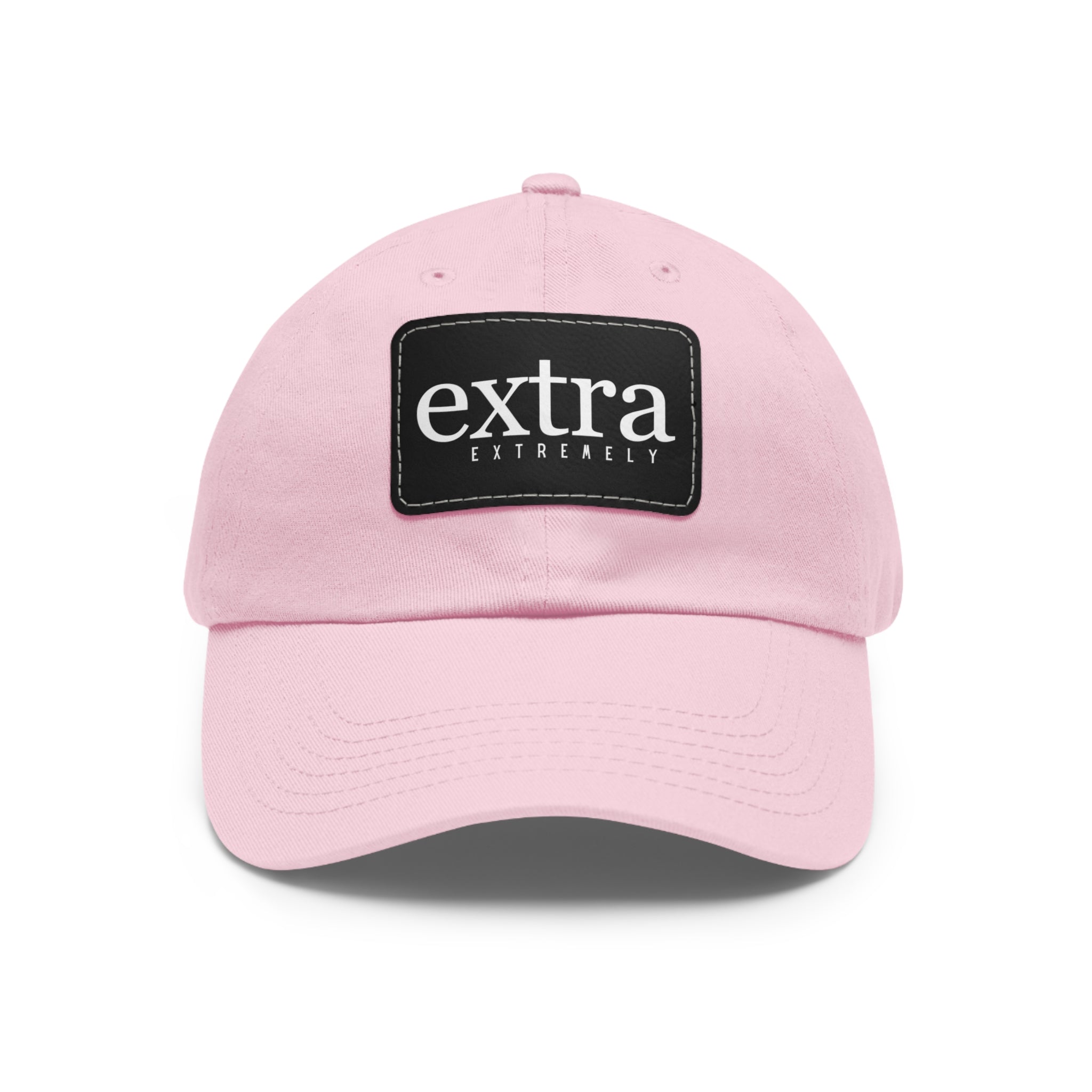 Extremely EXTRA Dad Hat with Leather Patch (Rectangle) Hats LightPinkBlackpatchRectangleOnesize The Middle Aged Groove