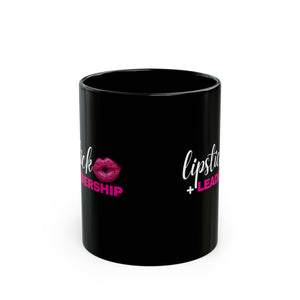 Lipstick + Leadership (Pink Sparkle Lips) 11oz Coffee Mug, Makeup Themed Coffee Mug, Beauty Business Mug Mug  The Middle Aged Groove
