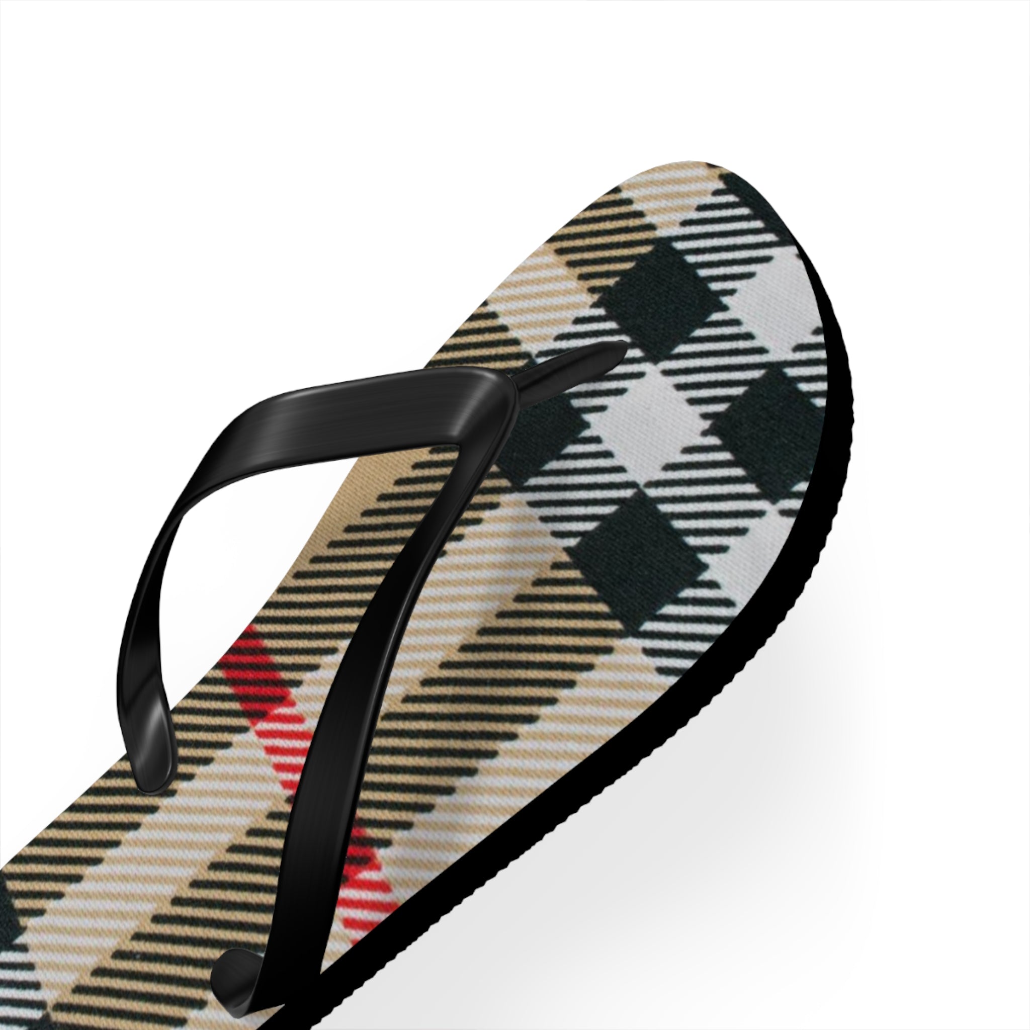  Groove Collection Dark Plaid Flip Flops, Slip on Sandals, Unisex Summer Flip Flops Shoes