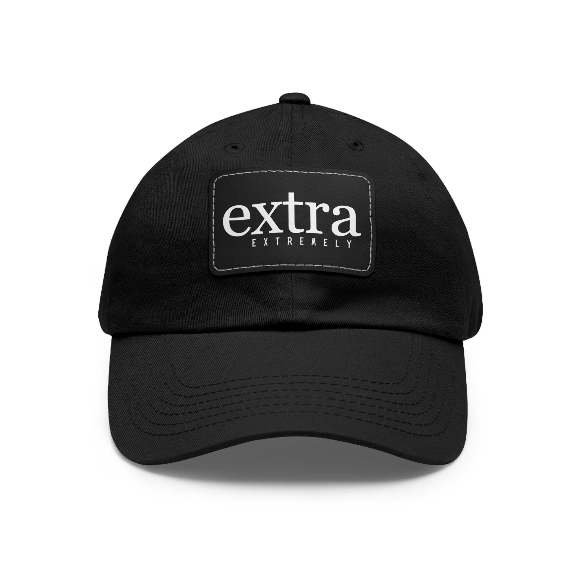 Extremely EXTRA Dad Hat with Leather Patch (Rectangle) Hats BlackBlackpatchRectangleOnesize The Middle Aged Groove