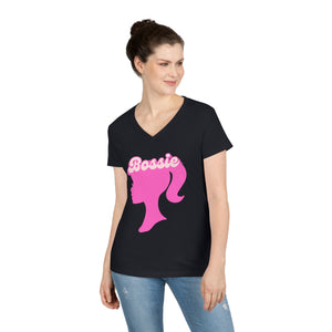 Bossie (Barbie Image) Funny Women's V Neck T-shirt, Cute Graphic Tee