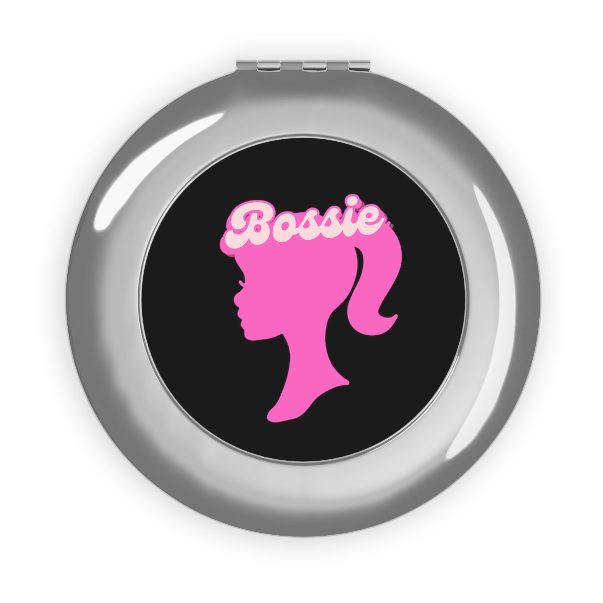 Barbie-Themed Bossie (Silhouette) Compact Travel Mirror Accessories Silver-Glossy-One-size The Middle Aged Groove
