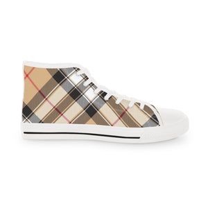  Groove Collection in Plaid (Red Stripe) Large Print Men's High Top Sneakers Shoes