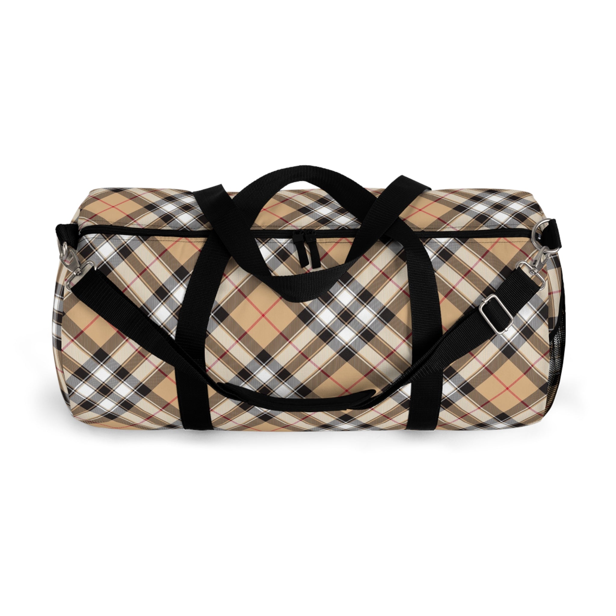 Groove Fashion Collection in Plaid (Red Stripe) Duffel Bag, Travel and Overnight Bag