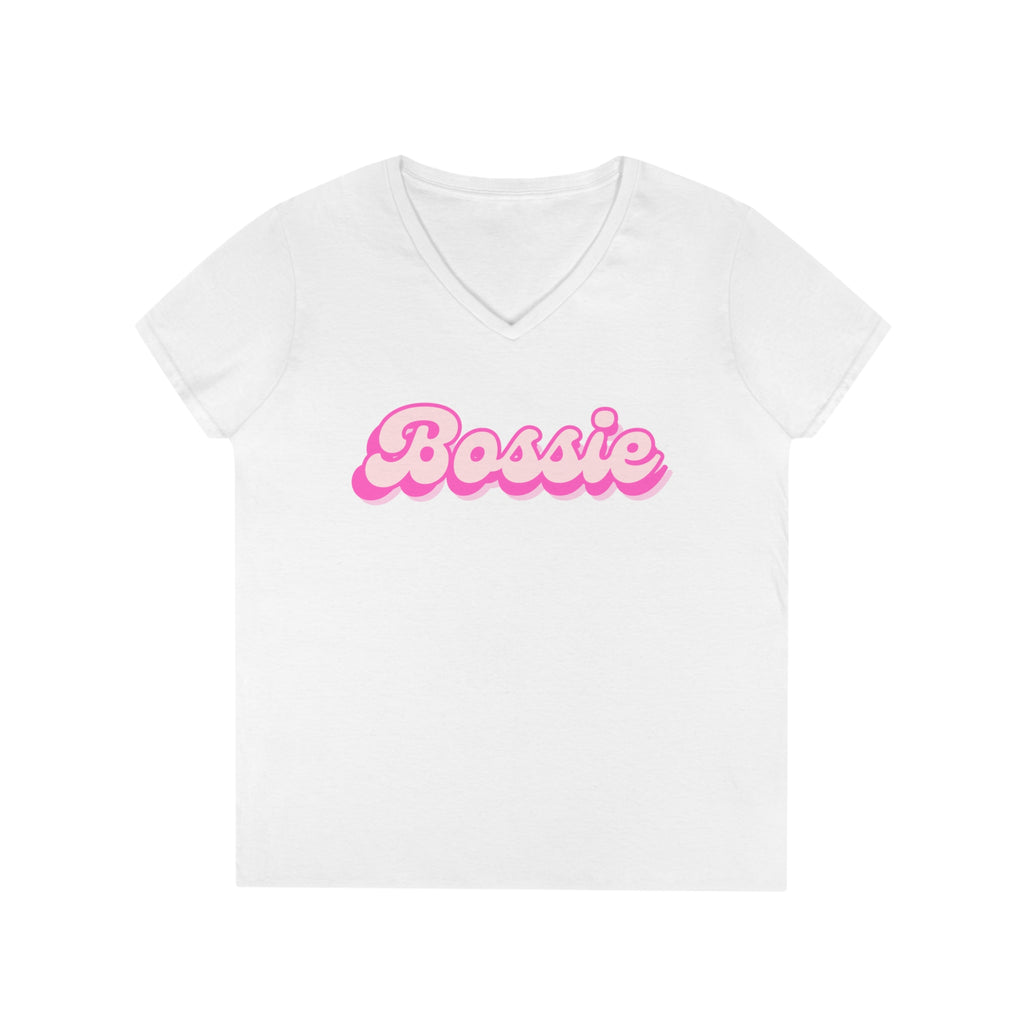  Bossie (Barbie) Funny Women's V Neck T-shirt, Cute Graphic Tee V-neck2XLWhite