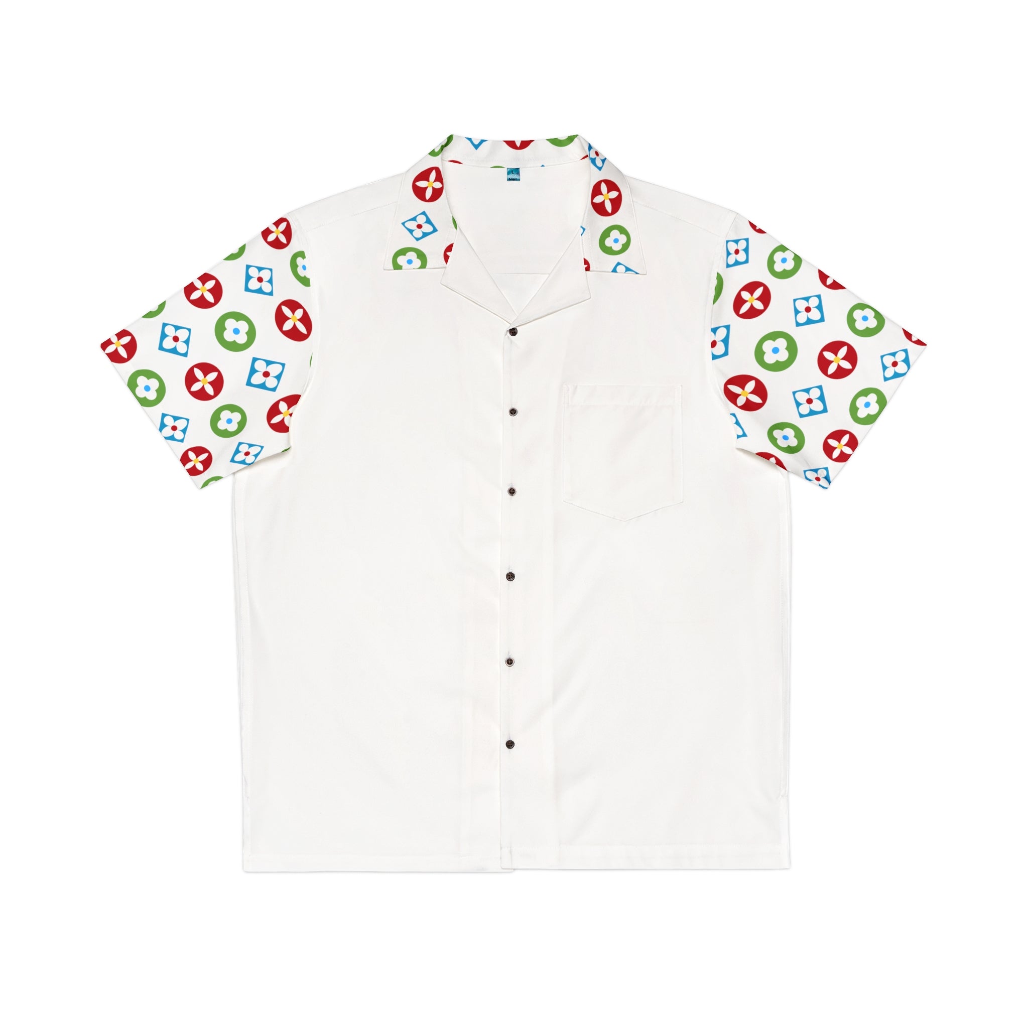  Groove Collection Trilogy of Icons Solid Block (Red, Green, Blue) White Unisex Gender Neutral Button Up Shirt, Hawaiian Shirt Men's Shirts5XLBlack
