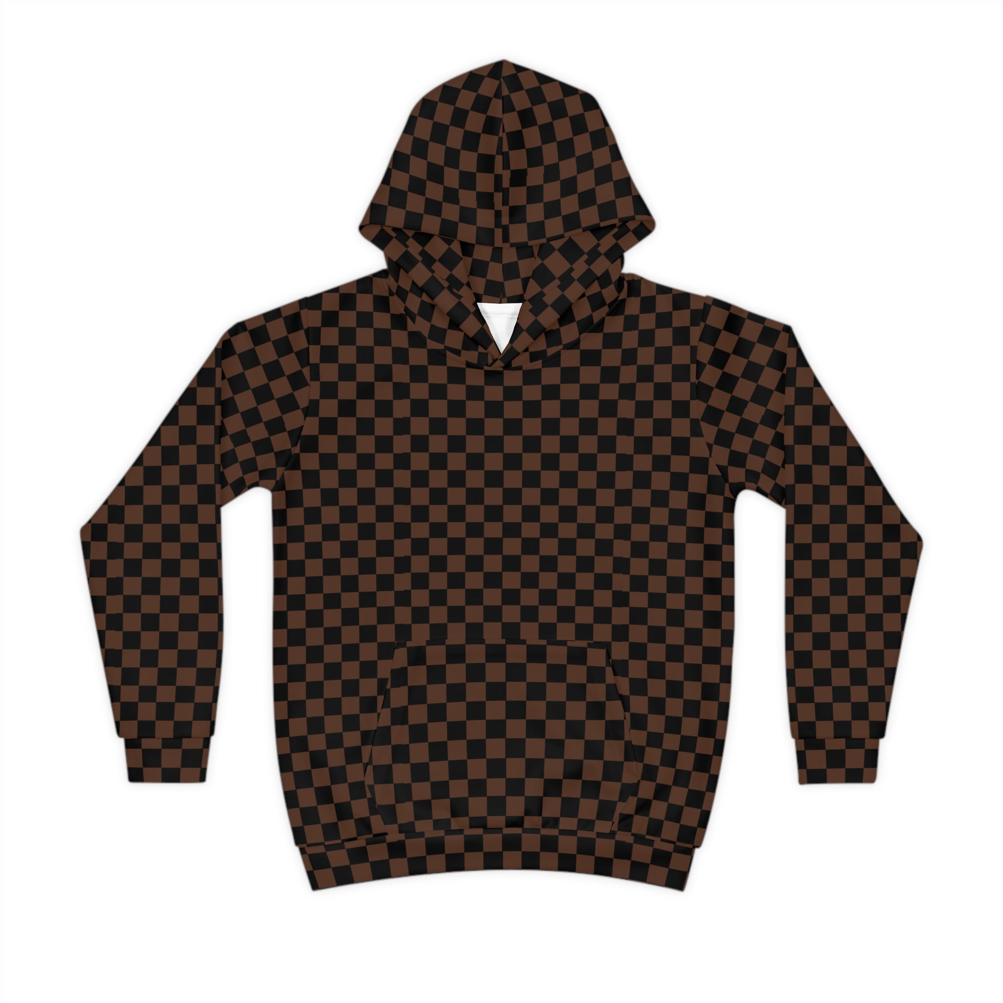 Brown Check Mate Children's Hoodie, Pullover Sweater for Children, Kids Fashionwear - The Middle Aged Groove