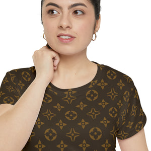 Abby Pattern Icons in Brown and Gold Women's Short Sleeve Shirt