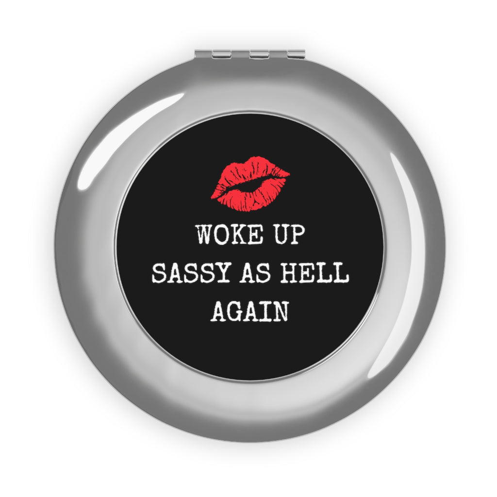 Woke Up Sexy As Hell Again (Red Lips) Compact Travel Mirror, Makeup Mirror, Gift For Her Accessories  The Middle Aged Groove