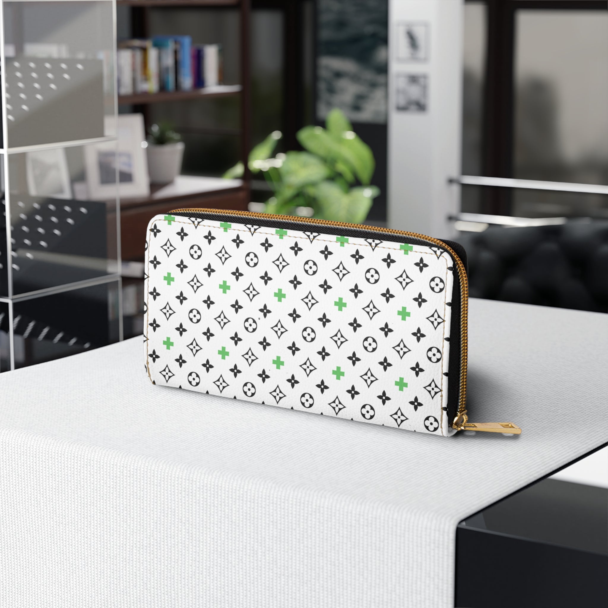 B+A Design in Green Women's Wallet, Zipper Pouch, Coin Purse, Zippered Wallet, Cute Purse