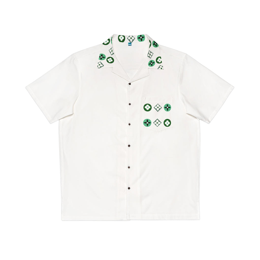  Groove Collection Trilogy of Icons Pocket Grid (Greens) White Unisex Gender Neutral Button Up Shirt, Hawaiian Shirt All Over Prints5XLBlack