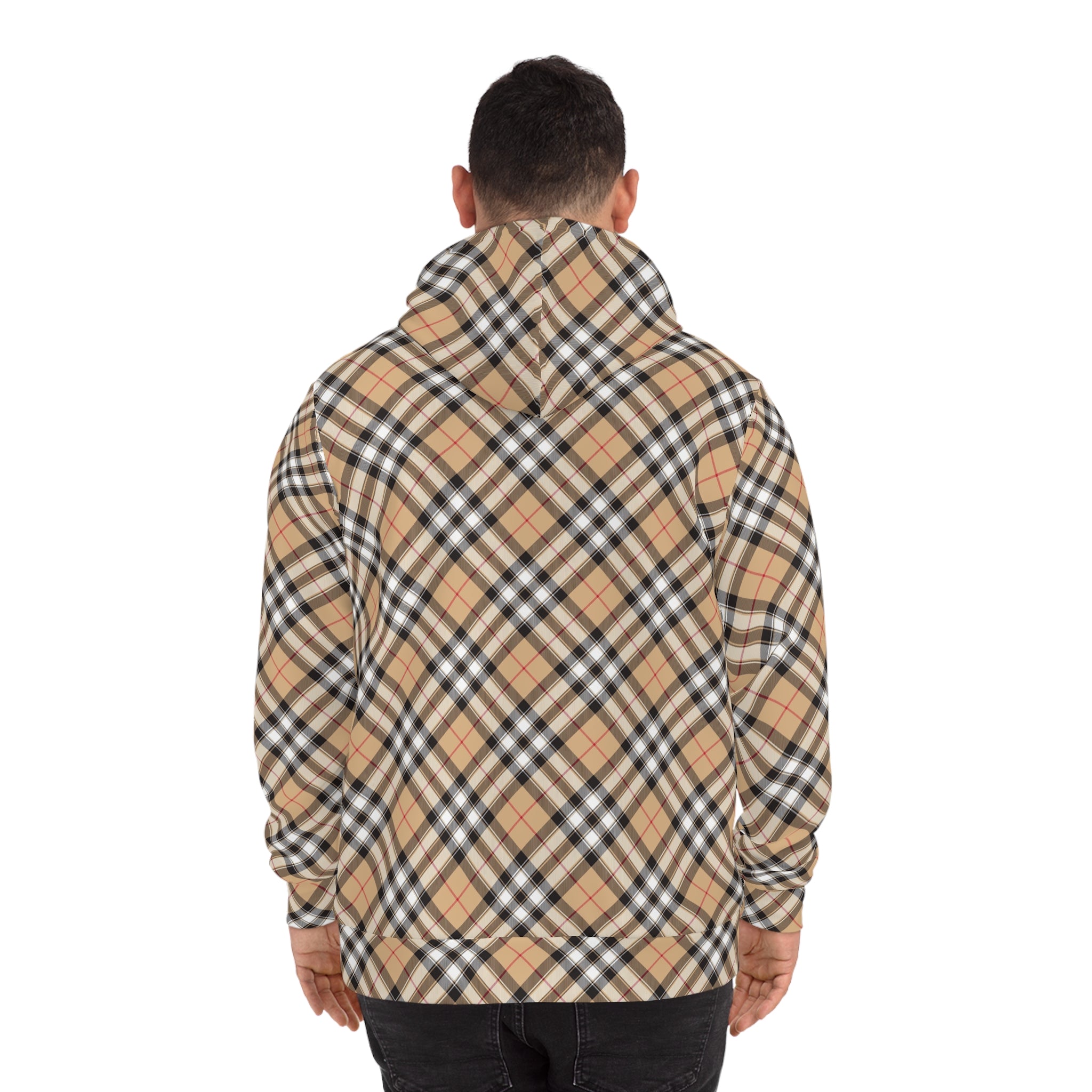Groove Collection in Plaid (Red Line) Small Print Unisex Pullover Fashion Hoodie