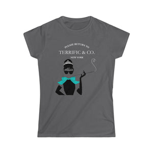 Terrific and Co. (Silhouette + Bow) Designer inspired Women's Softstyle Tee, Women's Fashion Tshirt T-Shirt Charcoal-2XL The Middle Aged Groove