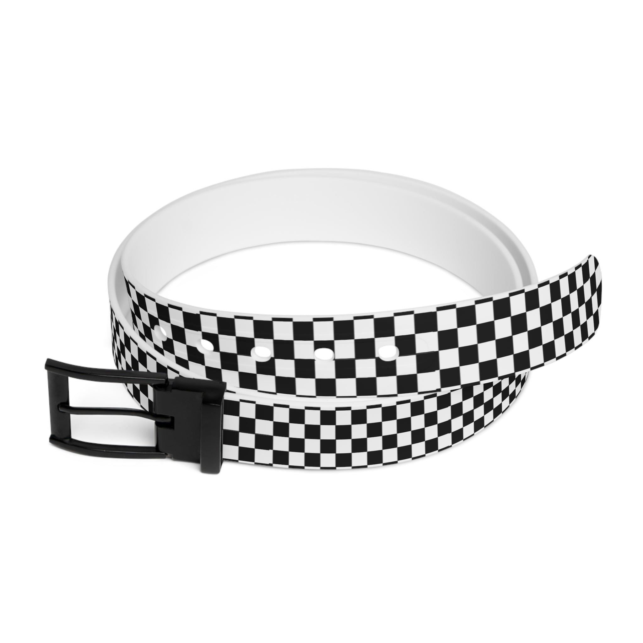 Check Mate in Black and White Unisex Fashion Belt, Luxury Women's Belt, Men's Belt, Cut-to-size Belt Accessories Black-Metal-50 The Middle Aged Groove