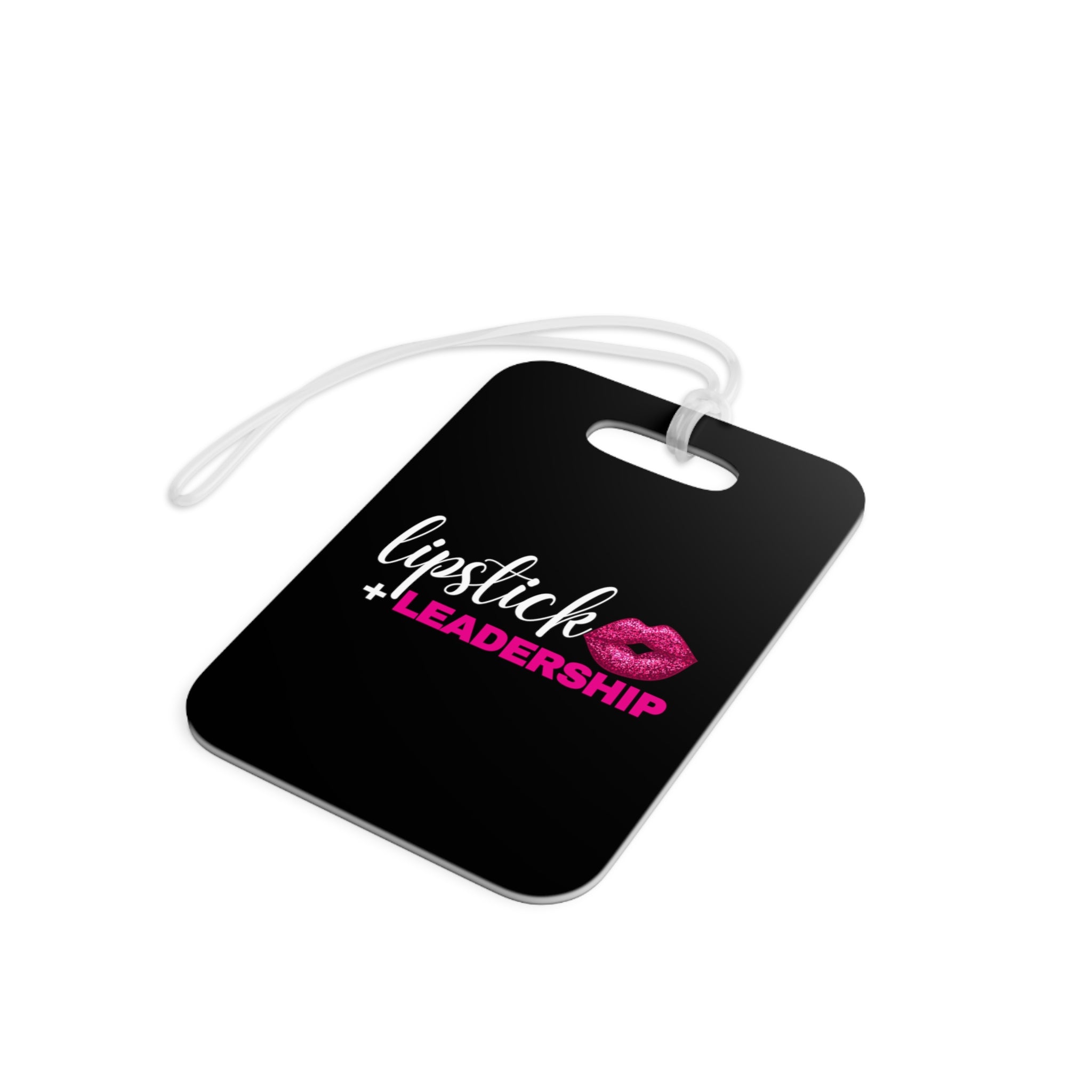 Lipstick + Leadership (Pink Sparkle Lips) Bag Tag, Makeup Lover Gift, Boss Babe Travel Tag Accessories  The Middle Aged Groove