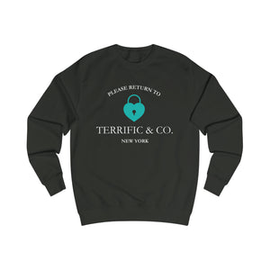 Please Return To Terrific and Co. (Heart Lock) Designer inspired Relaxed Fit Unisex Sweatshirt Sweatshirt Jet-Black-2XL The Middle Aged Groove