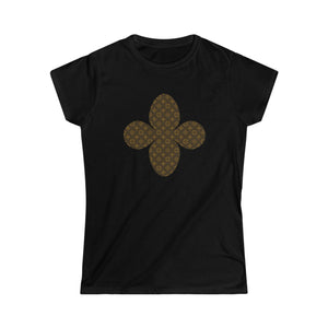 Abby Pattern Brown Icons Flower Women's Softstyle Tee, Streetwear Fashion Tshirt