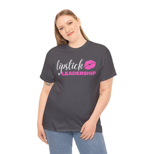 Lipstick + Leadership (Pink Lips) Relaxed-Fit Heavy Cotton T-Shirt, Makeup Tshirt, Beauty Business Tshirt T-Shirt  The Middle Aged Groove