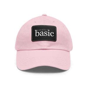 Proudly BASIC Dad Hat with Leather Patch (Rectangle) Hats LightPinkBlackpatchRectangleOnesize The Middle Aged Groove