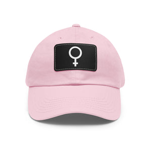 The Future is Female "Dad" Hat with Leather Patch (Rectangle), Hats LightPinkBlackpatchRectangleOnesize The Middle Aged Groove