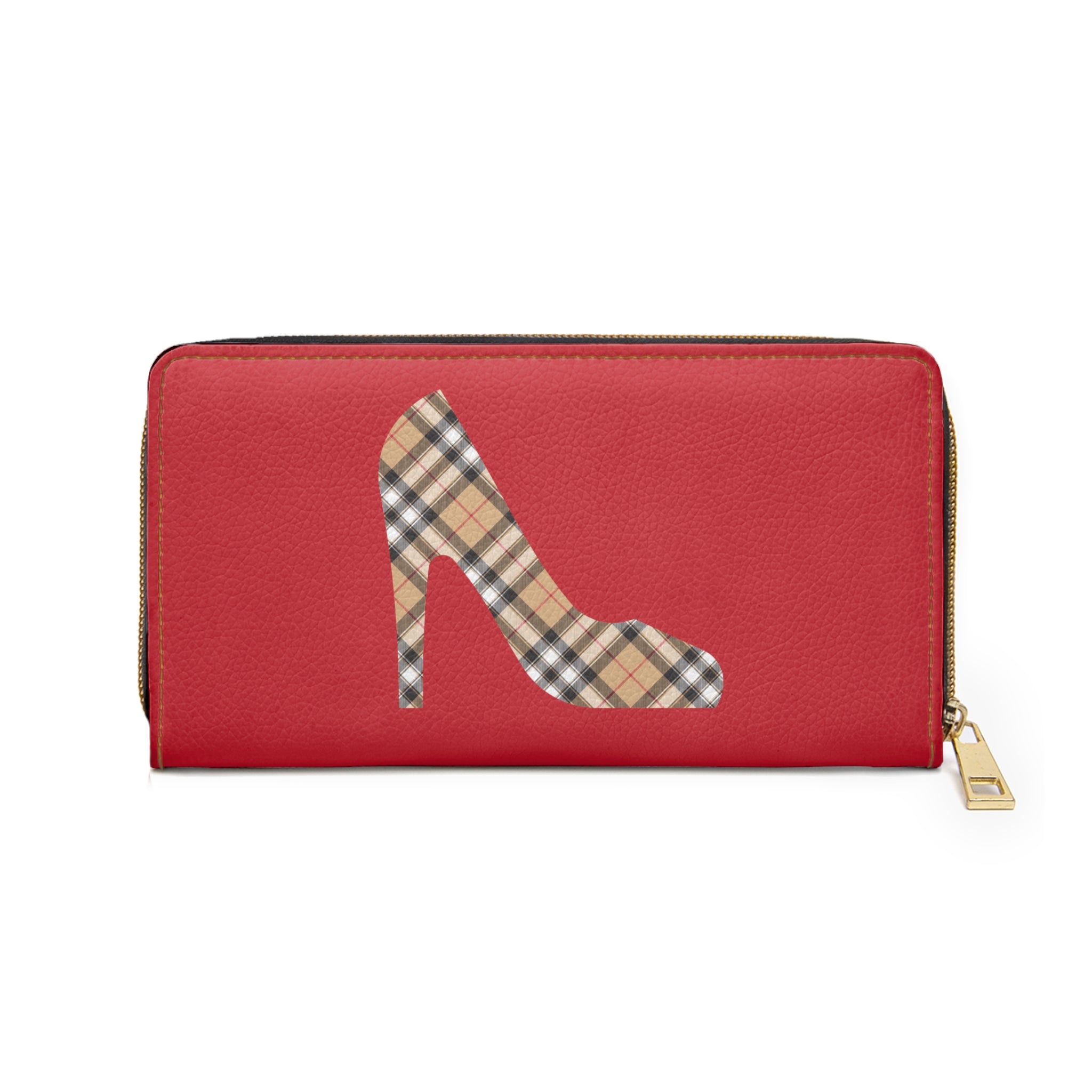 Plaid Stiletto Red Women's Wallet, Zipper Pouch, Coin Purse, Zippered Wallet, Cute Purse
