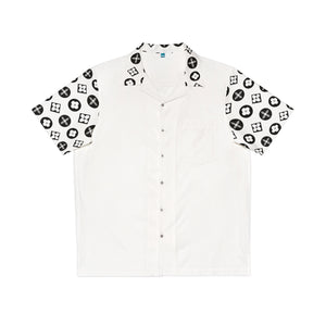  Groove Collection Trilogy of Icons Solid Block (Black, White) Unisex Gender Neutral White Button Up Shirt, Hawaiian Shirt Men's Shirts5XLWhite