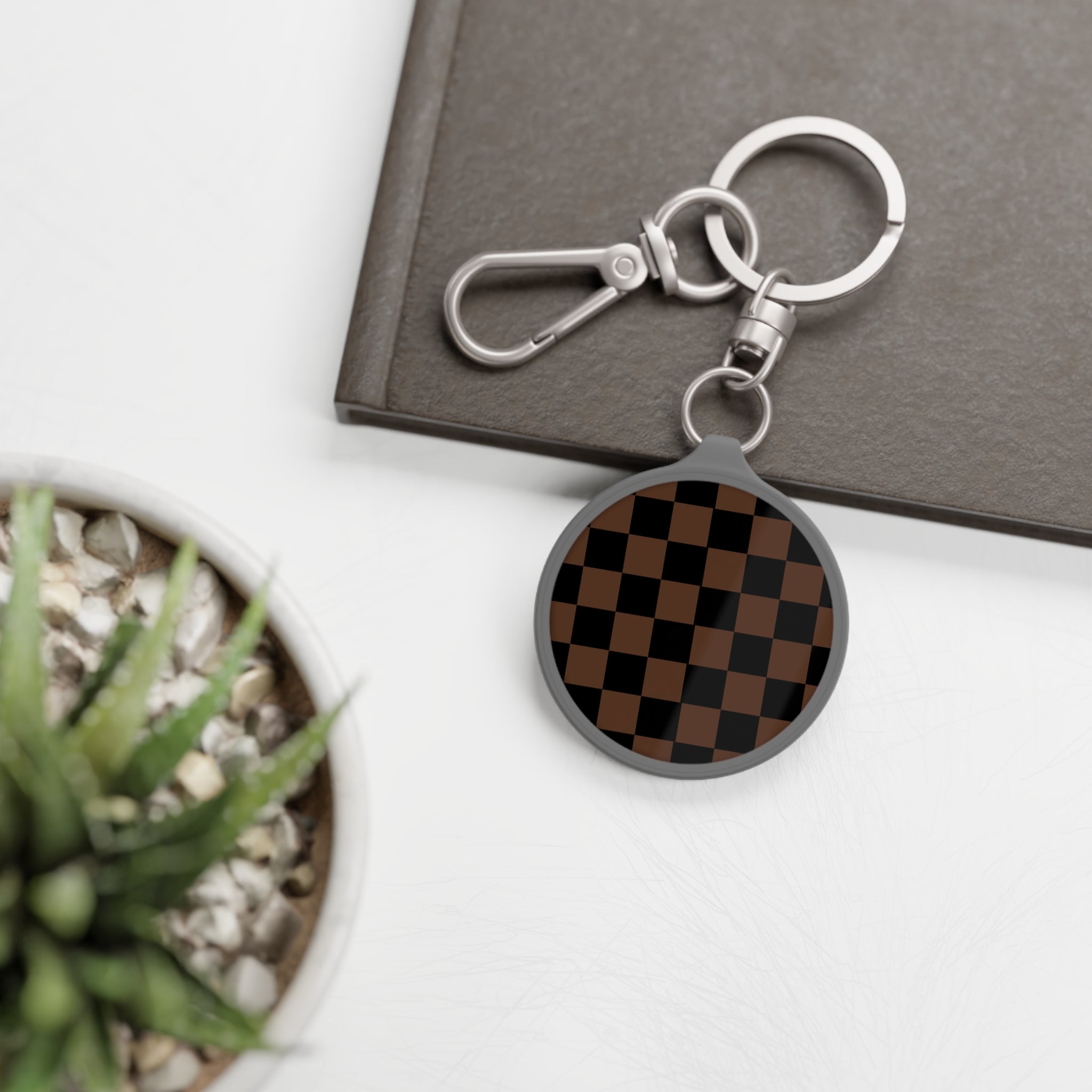 Groove Check Mate in Black and Brown Keyring Tag, Key Holder, Key Tag Organizer, Keyring Holder, Car Keychain Holder Accessories  The Middle Aged Groove