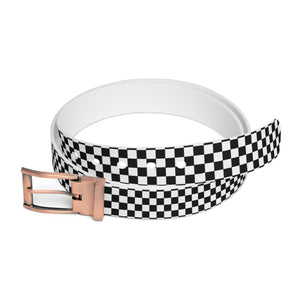 Check Mate in Black and White Unisex Fashion Belt, Luxury Women's Belt, Men's Belt, Cut-to-size Belt Accessories Bronze-Metal-50 The Middle Aged Groove