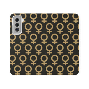 THE FUTURE IS FEMALE (Gold symbol) Feminist Flip Case Phone Case Phone Case Samsung-Galaxy-S21 The Middle Aged Groove