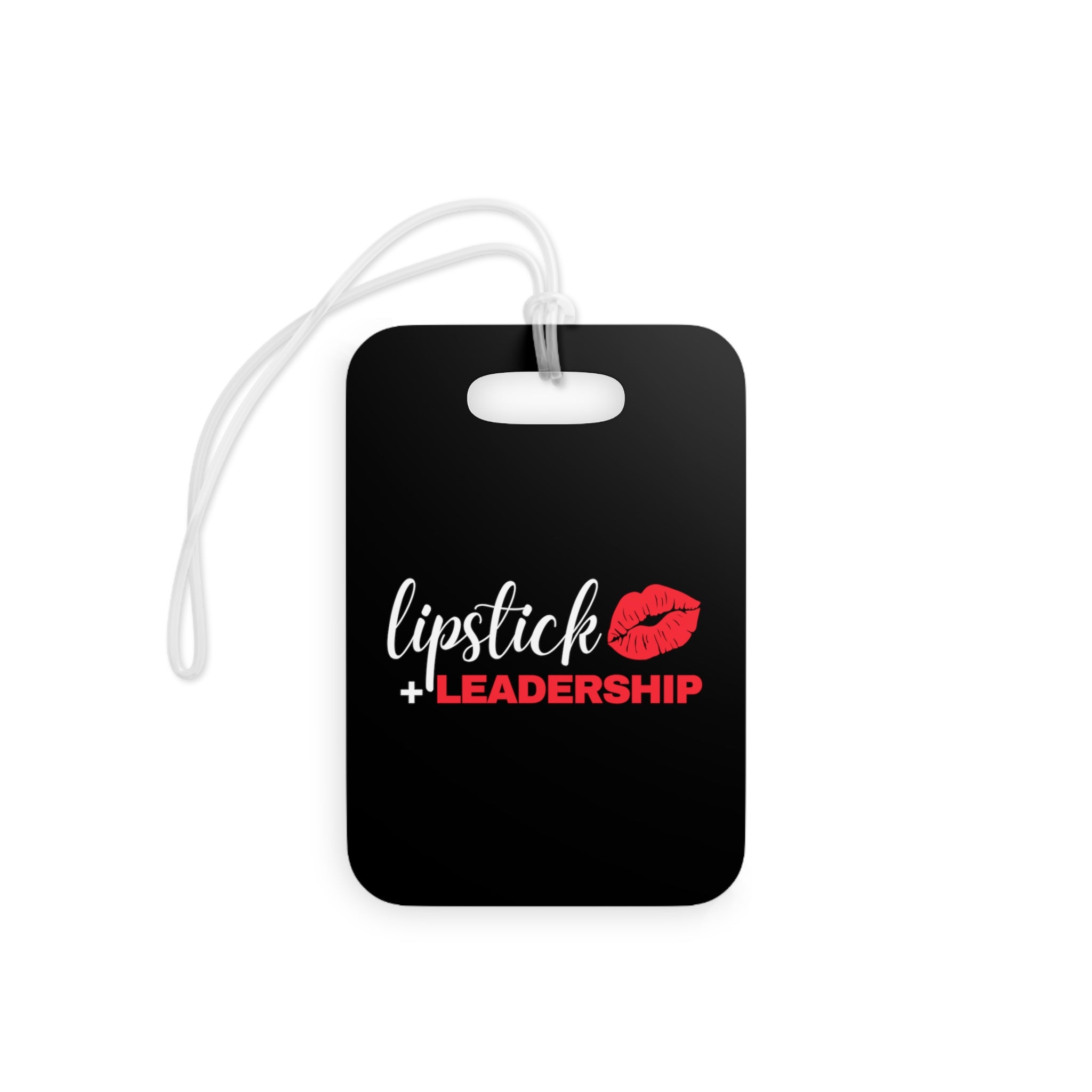 Lipstick + Leadership (Red Lips) Bag Tag, Makeup Lover Gift, Boss Babe Travel Tag Accessories Rectangle-One-size The Middle Aged Groove