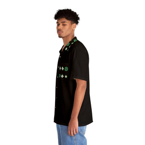  Groove Collection Trilogy of Icons Pocket Grid (Greens) Black Unisex Gender Neutral Button Up Shirt, Hawaiian Shirt All Over Prints