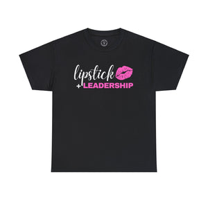 Lipstick + Leadership (Pink Lips) Relaxed-Fit Heavy Cotton T-Shirt, Makeup Tshirt, Beauty Business Tshirt T-Shirt Black-5XL The Middle Aged Groove