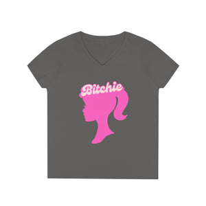 Bitchie (Barbie Image) Funny Women's V Neck T-shirt, Cute Graphic Tee