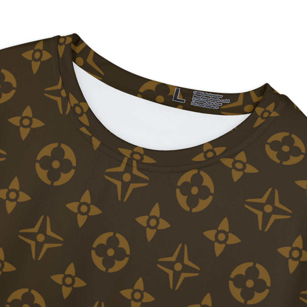  Abby Pattern Icons in Brown and Gold Women's Short Sleeve Shirt All Over Prints