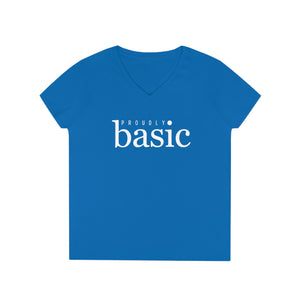 Proudly BASIC Female Empowerment Women's V Neck T-shirt, Feminist Graphic Tee, Cute Women's T-shirt V-neck2XLRoyal