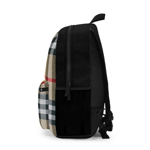 Groove Collection in Dark Plaid Backpack, Unisex Plaid Backpack Bags